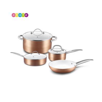 China Sustainable Cookware Sets Aluminum Non Stick New Design Chinese Detachable Cookware Set for sale