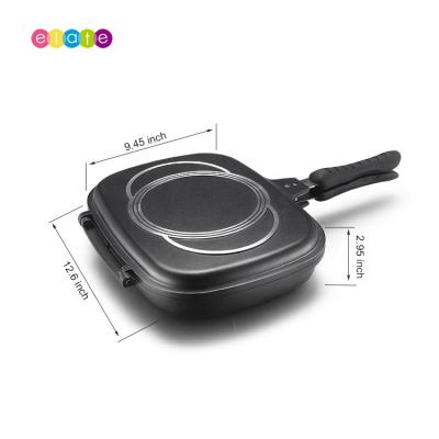 China Sustainable Oil Free Camping Stove Die Casts Aluminum Square Double Side Grill Pan Frying Pan for sale