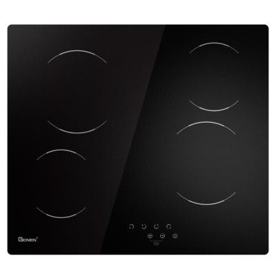 China 4 Burner Electric Cooktop Built In 24 Inch Ceramic Cooktop 6000W Frosted Glass for sale