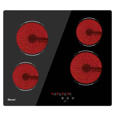 China 220V-240V 4 Burner Electric Cooktop Built In 24 Inch Ceramic Cooktop 6000W for sale