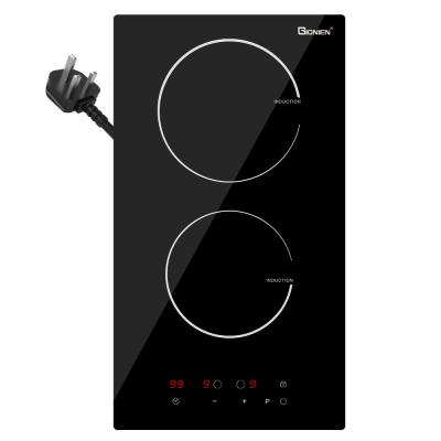 China Plug in Domino Induction Hob 2 Rings 30cm Electric Cooktop Built in Worktop for sale