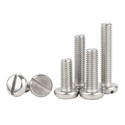 China Pan 4-40 6-32 8-32 10-24 1/4 5/16 UNC Fasteners 18-8 Stainless Steel Pan Head Slotted Screw Round Head Machine Screws And Bolts for sale