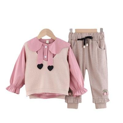 China Wholesale High Quality Christmas Girls' New Leisure Suit 2021 Children's Spring And Autumn Three-Piece Sports Kid Two-Piece Clothing for sale