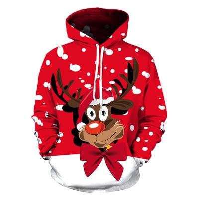 China Anti-wrinkle Factory Christmas Custom Fashion Digital Printed Polyester And 3 D Spandex Unisex Ugly Pullover Hoodies for sale