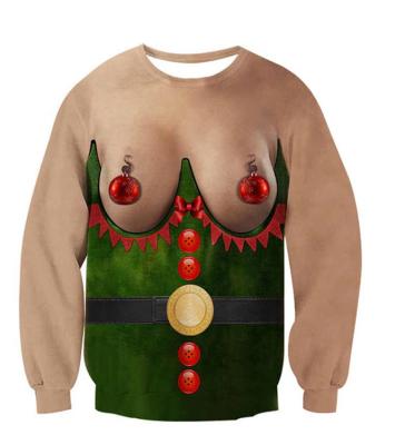 China Anti-wrinkle Factory Price Loose 3D Digital Printing Sweater Ugly Christmas for sale