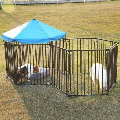 China Modular Folding Retractable Breathable Steel Wire Fence Dog Barrier Kennel With 10 Panels for sale