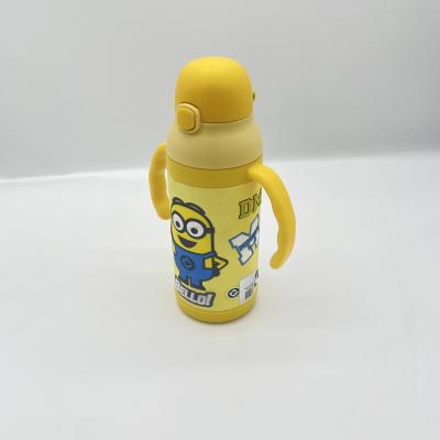 China PORTABLE Yellow Thermos Easy In Carry With Strap 400ml Yellow-Blue Thermos Flask With Handle Blood Cup That Can Be Hung On The Side for sale