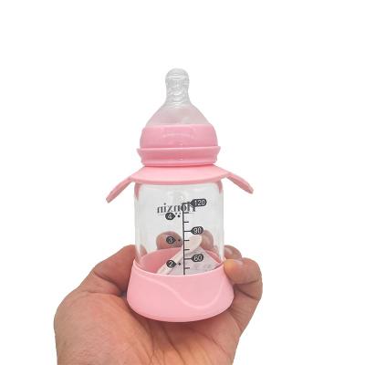 China High Borosilicate Glass Silicone Baby Safe Non-Toxic Sleeve Free Glass Baby Bottle BPA Anti-drop Glass Feeding Bottle for sale