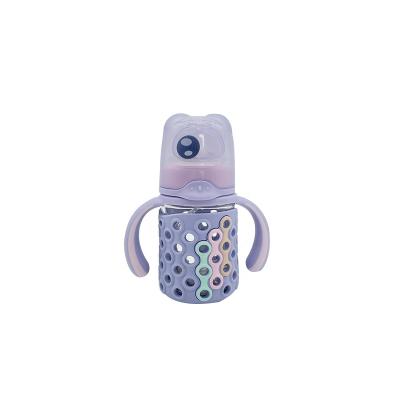 China BPA Free BPA Free Glass Baby Bottle Feeding Bottle With Silicone Protective Sleeve for sale