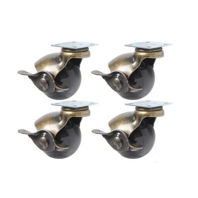 China Factory Supply Modern Iron Casters / Round Brass Cup Caster Wheels Antique Furniture Casters for sale