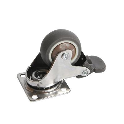 China Flat Free Factory Direct Sale TPR 50mm Spring Loaded Wooden Wheel Furniture Casters With Hupcap for sale