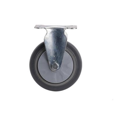 China 4 Inch Caster Light Duty Trolley Silent Universal Caster Rigid Rigid Rubber Plate Damping Wheel for sale