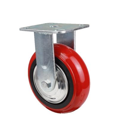 China Fixed/Rigid Type Korean Rigid Steel Plate Heavy Duty 6 Inch Polyeurathane Industrial Caster Wheels for sale