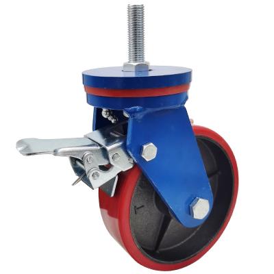 China Industry Screw Rod 150mm Screw Rod 1 Ton Heavy Duty Caster Wheel Industrial PU Iron Core Wheel With 1000kg Heavy Duty Caster Wheel for sale