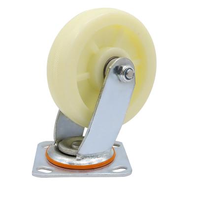 China 300 Kg Heavy Duty Swivel Rigid 150mm White Nylon Jade 6 Inch Industrial 360 Degree Swivel Caster Wheels for sale