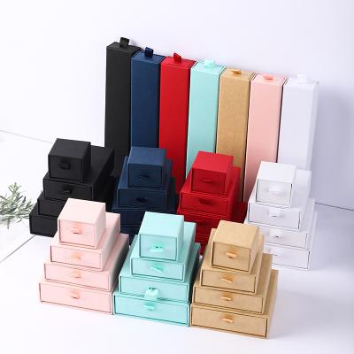 China Eco-friendly Luxury Custom Logo Paper Drawer Necklace Jewelry Earring Bracelet Packaging Jewelry Gift Set Box for sale