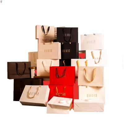 China China Recyclable Manufacturers Wholesale Customized Small Gold Foil Logo Paper Bags Shopping for sale