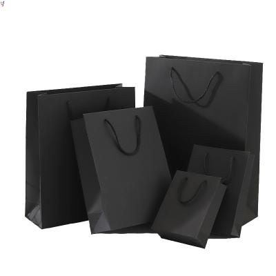 China Custom Recycled Materials Wholesale Cheap Coated Black Logo Cardboard Kraft Paper Gift Bag Paper Shopping Bags for sale