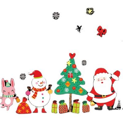 China Window Sticker Shopping Mall Holiday Christmas Window Stickers Decorations Ornaments PVC Christmas Sticker for sale