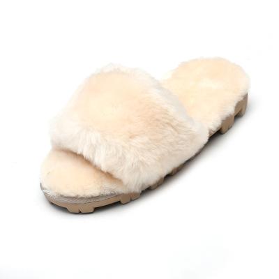 China Fashion Trend Factory Supply Faux Fur Slippers Indoor Outdoor Fashion Customize Fox Fur Slippers Slide for sale