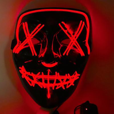 China Hot Sale Wholesale PVC Amazon Halloween Party Rave LED Light Up Face Mask Party Masks for sale