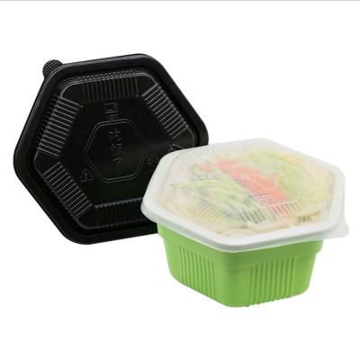 China Microwavable Disposable Plastic Food Container PP/RPP Black/Green Microwavable Take Out Lunch Box for sale