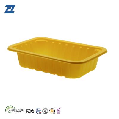 China Rectangular Food Packaging Supermarket Frozen Food Preservation RPP/PP Blister Plastic Packaging Food Tray Wholesale GRS Certification for sale