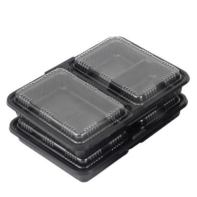 China Food Meal Lunch Eco Friendly Disposable Clear Black Microwave Lunch Box RPP/PP Takeaway Food Leakproof Storage Container for sale