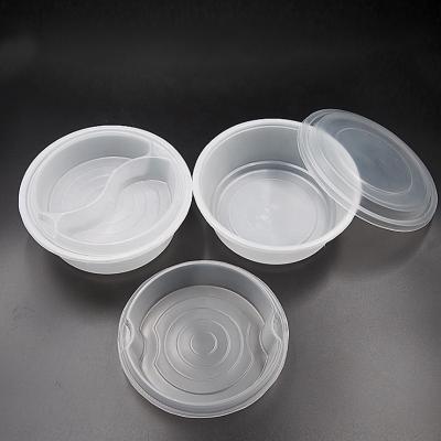 China Food Preparing Meal RPP/PP Lunch Disposable Plastic Take Out Lunch Box Customized Round Microwavable Food Containers With Lids for sale