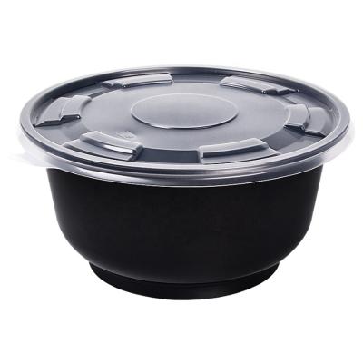 China Microwavable pp black disposable plastic food container around microwave safe take out bowl for sale