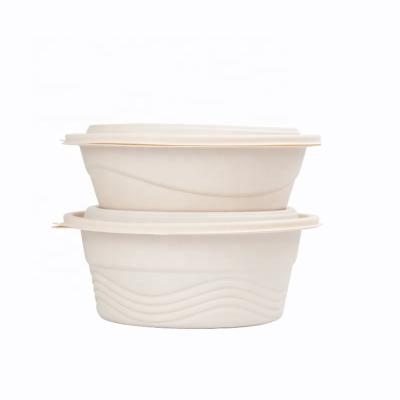 China Degradable Food Packaging Bio Degradable Microwavable Food Containers Box Disposable Round Cornstarch Bento Lunch Bowl for sale