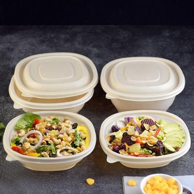 China Bio Degradable Food Packaging Microwavable Cornstarch Bowl Around Disposable Biodegradable Takeout Food Container for sale