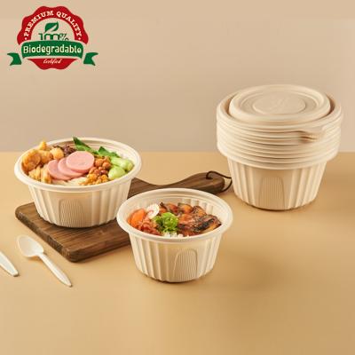 China 2021 Biodegradable Bio Food Box Meal Bento Round Cornstarch Container Microwavable Compostable Degradable Disposable Salad Bowls For Soup for sale