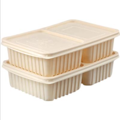 China Biodegradable Leak Proof Two Compartment Cornstarch Biodegradable Food Packaging Disposable Takeout Container Food Bowl for sale