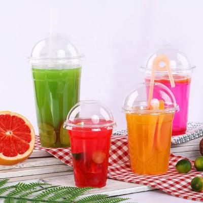 China Mini Disposable Clear Milk 350ml Beverage Cups 12oz Juice Packaging Cups RPET/PET Drinking Plastic Cup With Lid for sale