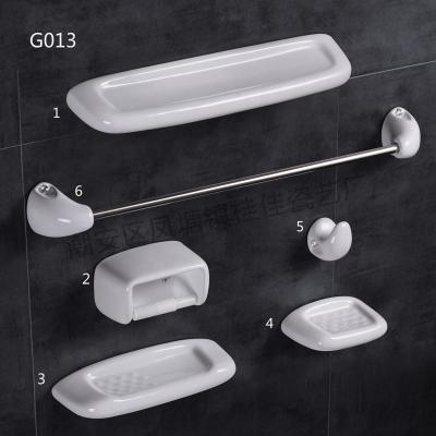 China Sustainable Design 6pcs Ceramic White Bathroom Accessory Set for sale