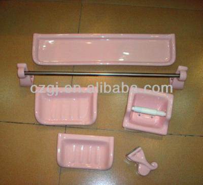 China Sustainable Pink Ceramic Hotel Bathroom Accessories for sale