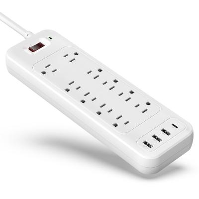 China Residential / General Purpose US Wiring Standard Outlet with 10 Outlets, 3 USB and One Main Switch Lightning Protection and Increase US Household Power Socket for sale