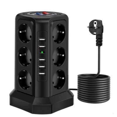 China European Standard British Standard USB Lightning Protection Board Tower Vertical Plug-in Socket 12 Bit Residential/Multi-Purpose Smart 3-Layer Socket for sale