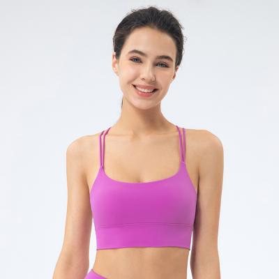 China Breathable Wholesales Women Cross Back Yoga Sports Bra Yoga Bra Tops Tie Dye Adjustable Belt Ladies Fitness Bra Tops for sale