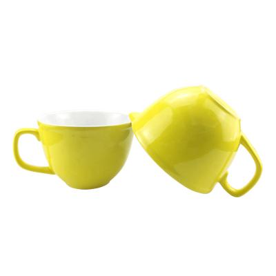 China New Fashion Sustainable Trending Yellow Family Breakfast Dessert Cups Custom Made Coffee for sale