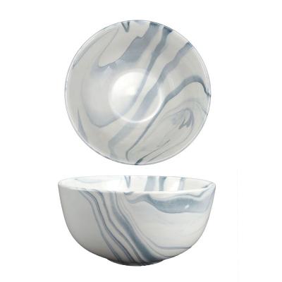 China Sustainable Multipurpose White Deep Ceramic Fruit Soup Pasta Bowl Handmade Marble Bowl for sale