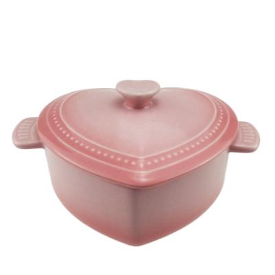 China Sustainable Individual Heart Shape Original Ceramic Christmas Soup Candy Bowl With Lid for sale