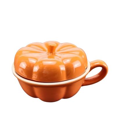 China Sustainable Toxin Free Bake And Serve Irregular Ceramic Orange Pumpkin Dinnerware Bowl for sale