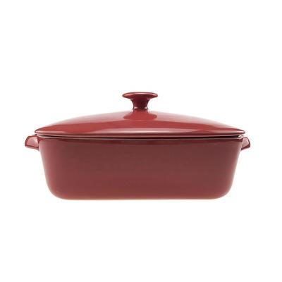 China Sustainable Ceramic Casserole Dish Covered Lid Set Rectangular Bakeware Dish For Dinner for sale