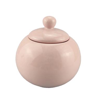 China High Quality Viable Porcelain Ball Shape Ceramic Sugar Bowl Sugar Jar Sugar Pot With Lid for sale