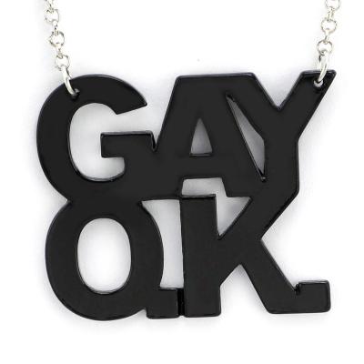 China Religious youe dazzled gay OK fashion necklace with black gay and lesbian text LGBT Pride Necklace for sale