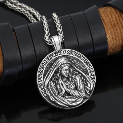 China Religious Silver Holy Mother Mary Necklace Virgin Mary NecklaceVirgin Mary Silver Men Pendant for sale