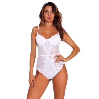 China Breathable Sexy Women Refine White Teddy Bodysuit Lingerie Sexy Women Valentines Day Lace Lingerie for sale