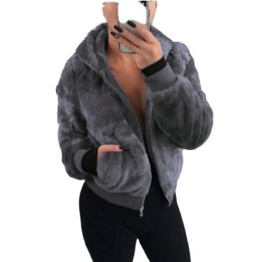 Китай Winter Casual Coat Anti-wrinkle Women's Fleece Solid Fur Hoodies Warm For Outwear Elegant Slim Blouse Ladies Coat продается